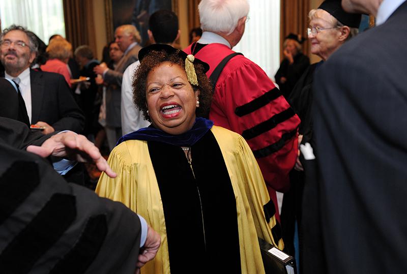 Dean Berger-Sweeney during the Sunday morning robing ceremony in Ballou Hall's Coolidge Room prior to commencement, May 20, 2012.